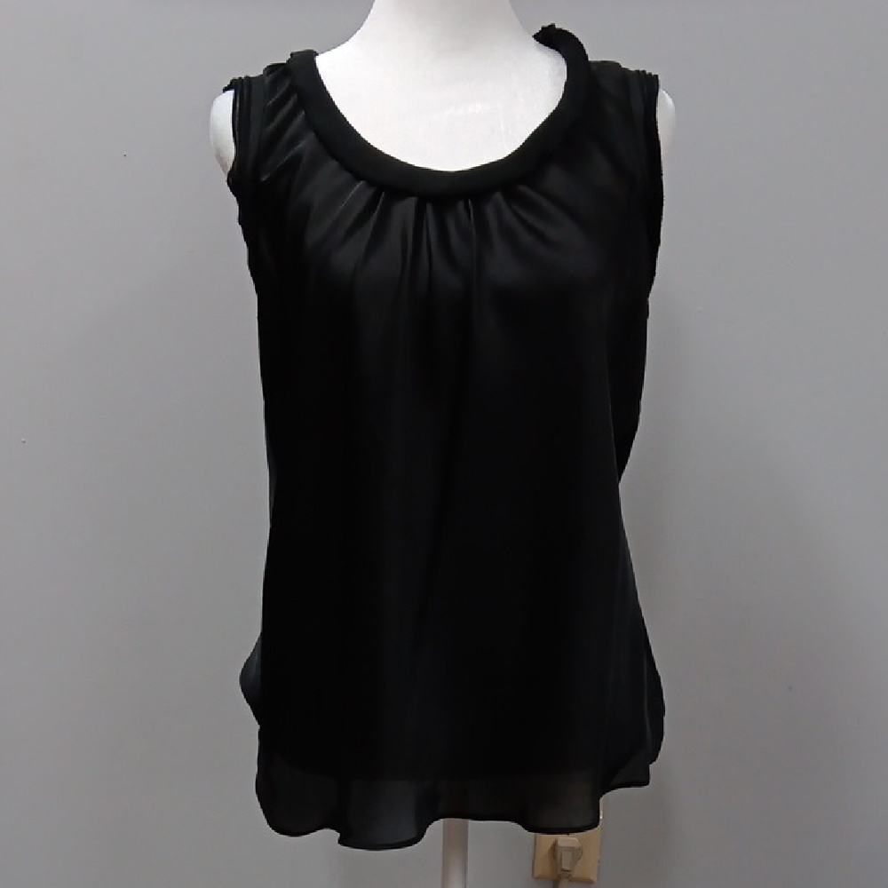 Spense Black Ruched Sleeveless Blouse